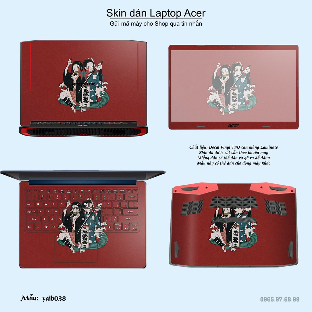 Skin dán Laptop Acer in hình Kimetsu No Yaiba nhiều mẫu 2 (inbox mã máy cho Shop)