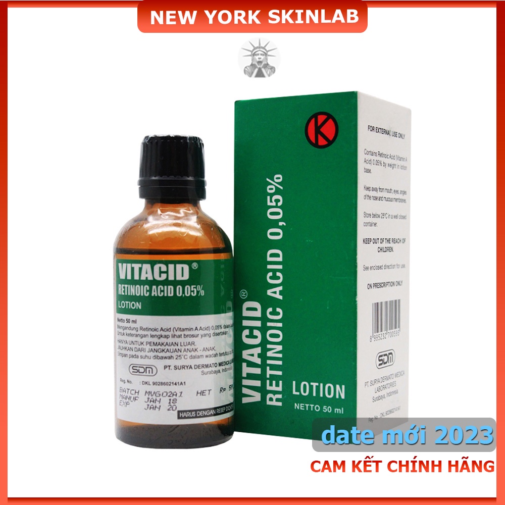 Tretinoin Vitacid lotion 0.05% (50ml) - kem/gel dưỡng giảm mụn, chống lão hóa, trẻ hóa da Indo