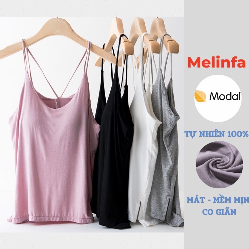 Áo hai dây chéo lưng nữ có đệm ngực nâng đỡ chất vải Modal tự nhiên co giãn tốt thoáng mát nhiều màu mã VAA0230
