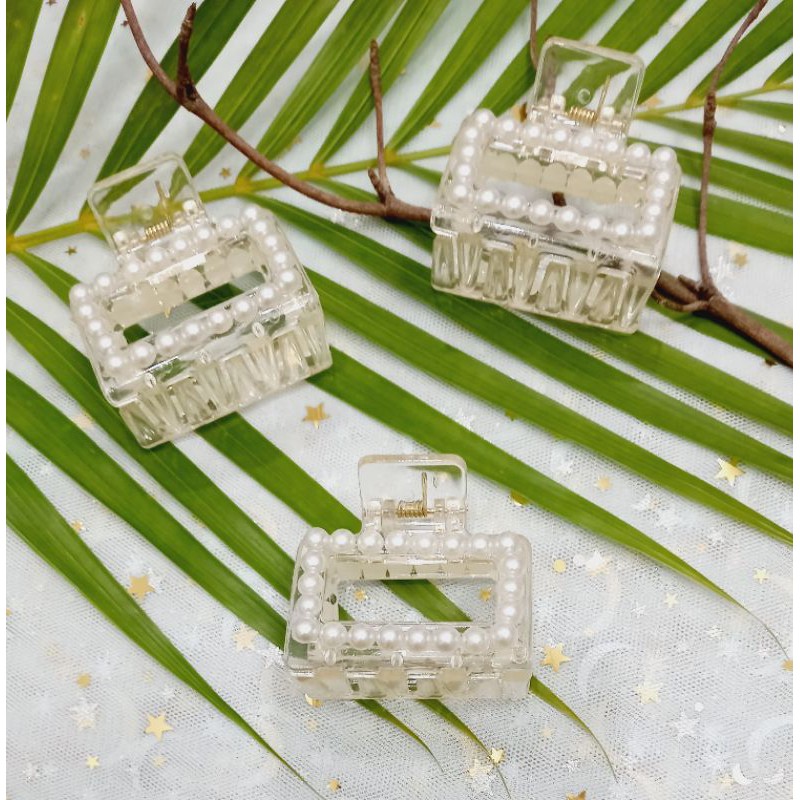 Kẹp Tóc Càng Cua Vuông Trong Suốt Hàn Quốc