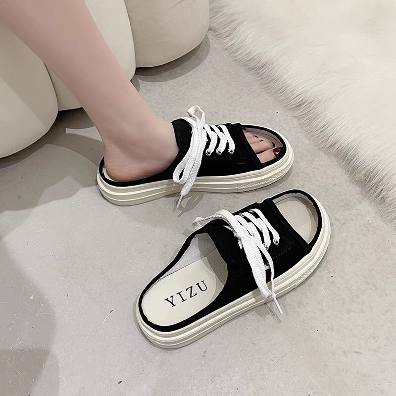 Giày sục nữ đế cao 3 phân thể thao hở mũi nhiều màu giá rẻ Hàn quốc JAENIA S003