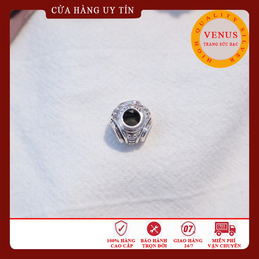 [Charm bạc 925 cao cấp] Charm cầu 3 tim trắng- Mã sản phẩm VENUSC3T