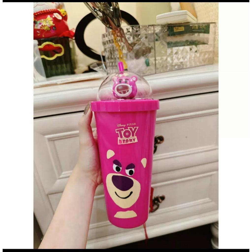 Ly gấu dâu Lotso DISNEY chính hãng phiên bản ly NHỰA 750ml tặng kèm ống hút.LY NHỰA LOTSO
