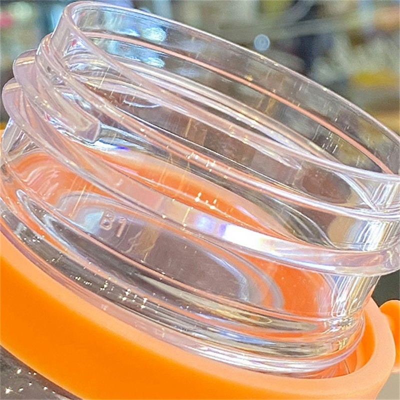 Bình Nước 600ML Cỡ Lớn Có Ống Hút Và Dây Đeo Họa Tiết Hoạt Hình Chống Trượt Cho Trẻ Em