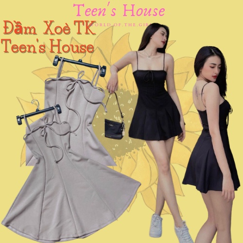ĐẦM TK 2 DÂY Ôm ngực Form váy chữ A xoè Hack dáng Teen's House