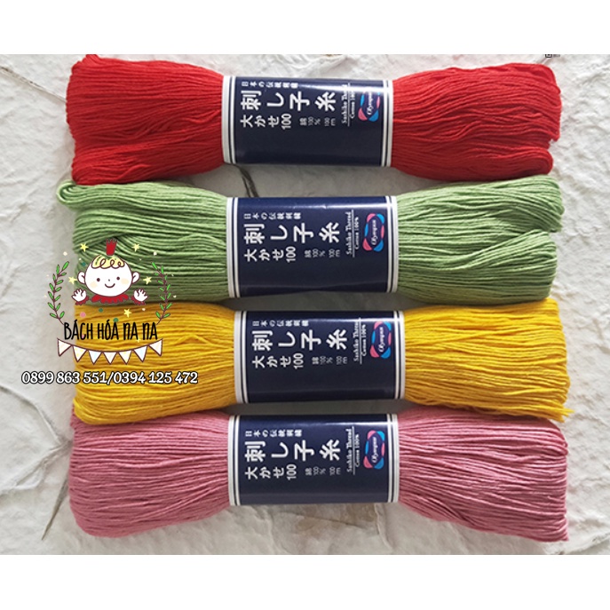 Chỉ Thêu SỢI BÔNG NHẬT BẢN Bó gồm 40 sợi /120 cm Thêu tay trang trí, CHỈ CAO CẤP Bách hóa Na na Handmade DIY Shop