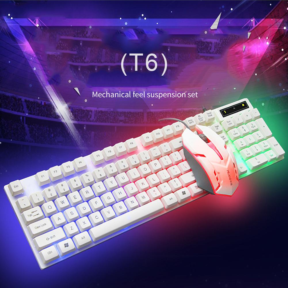 TZ Bộ bàn phím chơi game có dây USB có đèn nền LED Bộ chuột chơi game và Bộ bàn phím dành cho người chơi game