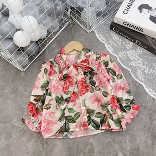 Áo lụa nhún bèo tiểu thư cho bé