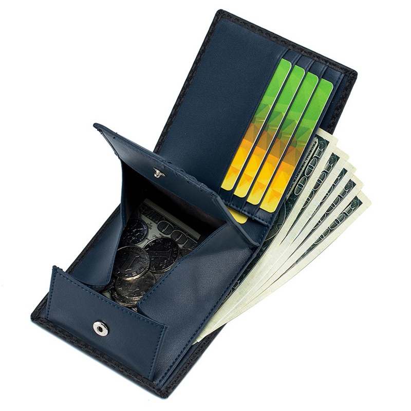 Ví Da PU Ngắn Gập Đôi Họa Tiết Sợi Carbon Phong Cách Vintage Cho Nam YOUYO