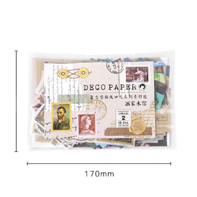 Set 200 tấm nhãn dán phong cách Vintage dùng để trang trí album ảnh