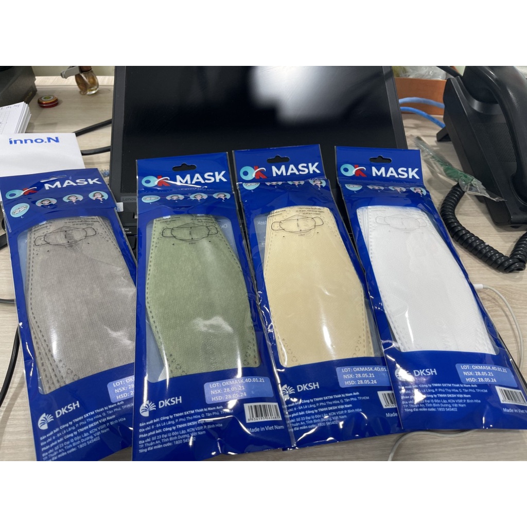 Khẩu trang Y tế cao cấp 4D OK Mask kiểu dáng KF94 Hàn Quốc dễ thở, không dính son lên khẩu trang antibacterial face mask | BigBuy360 - bigbuy360.vn