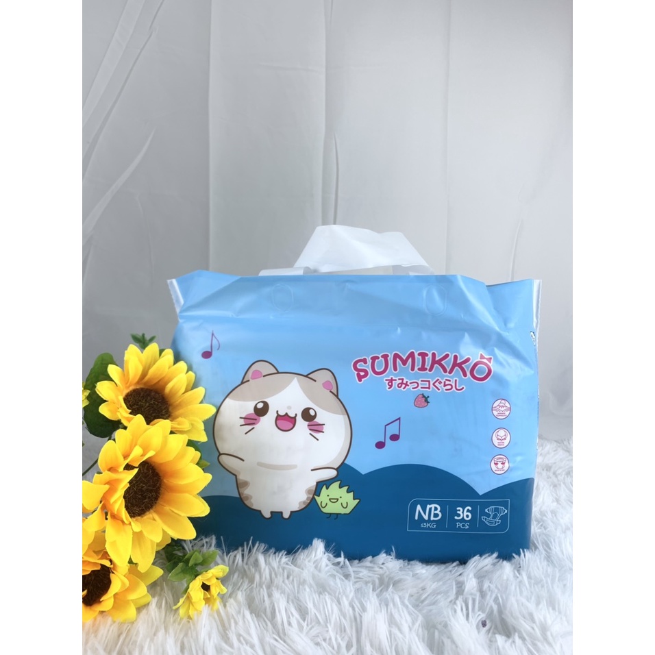 Tã bỉm dán Sumikko thương hiệu Việt nguyên liệu Organic, mỏng mềm, thấm hút tốt size NB36/S72/M66