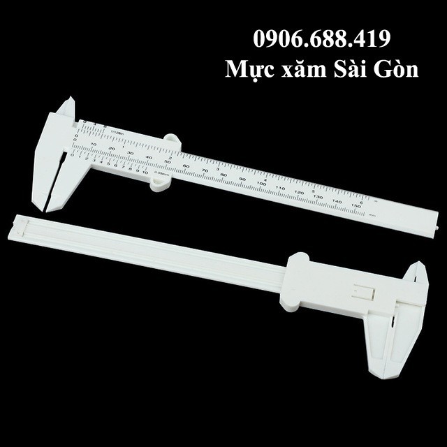 Thước Kẹp Nhựa dùng trong phun xăm đo chân mày màu trắng 150mm