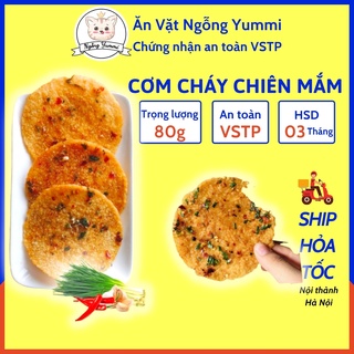 Cơm cháy mắm hành gói 3 miếng, cơm cháy chiên mắm hành ngon ngỗng yummi, đồ ăn vặt hà nội vừa ngon vừa rẻ, an toàn vstp