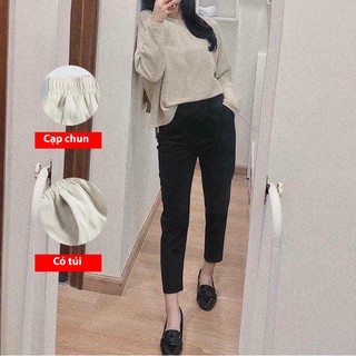 Quần baggy cạp chun nữ mịn đẹp phong cách Hàn Quốc vintage