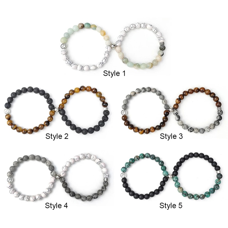 Set 2 Vòng Tay Cặp Bằng Đá Tự Nhiên Hít Nam Châm