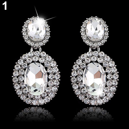 Đôi Khuyên Tai HìNh Oval ĐíNh Kim Cương Giả LấP LáNh ThờI Trang Cho Nữ