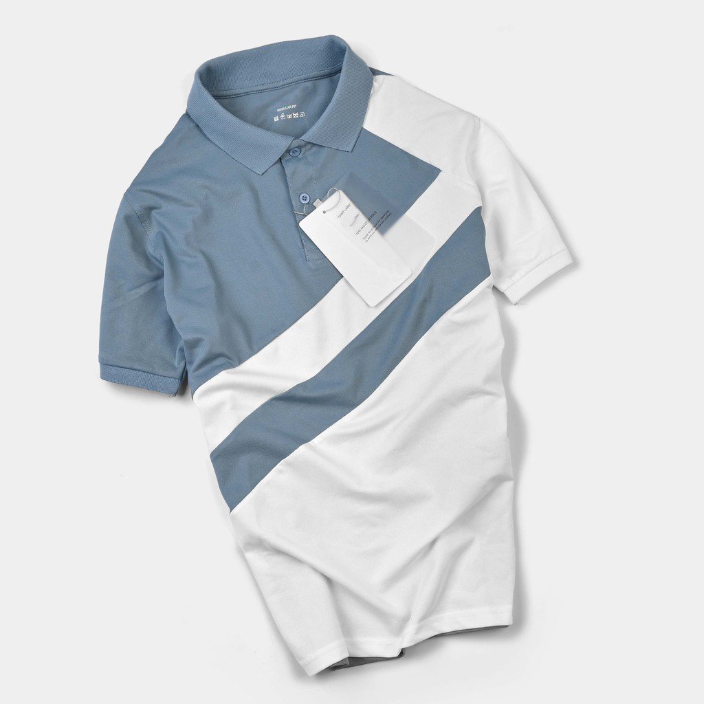 Áo polo nam cotton cá sấu ngắn tay phối màu nam nữ có cổ cộc tay form basic AT06 - Overman