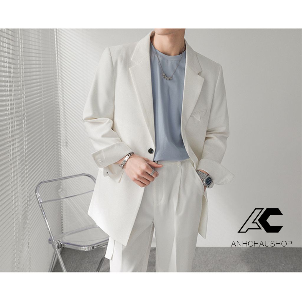 Set Blazer Nam Quần âu nam ANHMINH bộ vest nam gồm áo vest và quần âu lịch lãm sang trọng thời trang Hàn Quốc AD015
