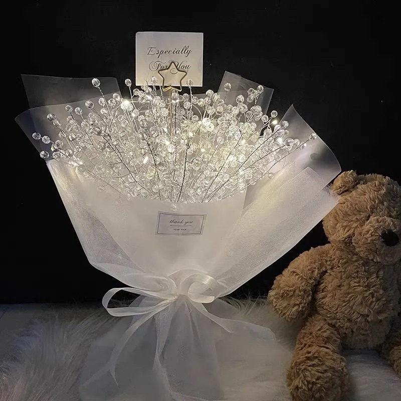 BÓ HOA DIY - Quà tặng valentine lễ tình nhân sinh nhật - bó hoa thiết kế hạt châu đẹp mắt - Hoa giả tự làm