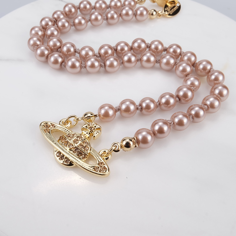 DUNEA Vòng choker chuỗi hạt ngọc trai phối mặt hình các hành tinh độc đáo thời trang