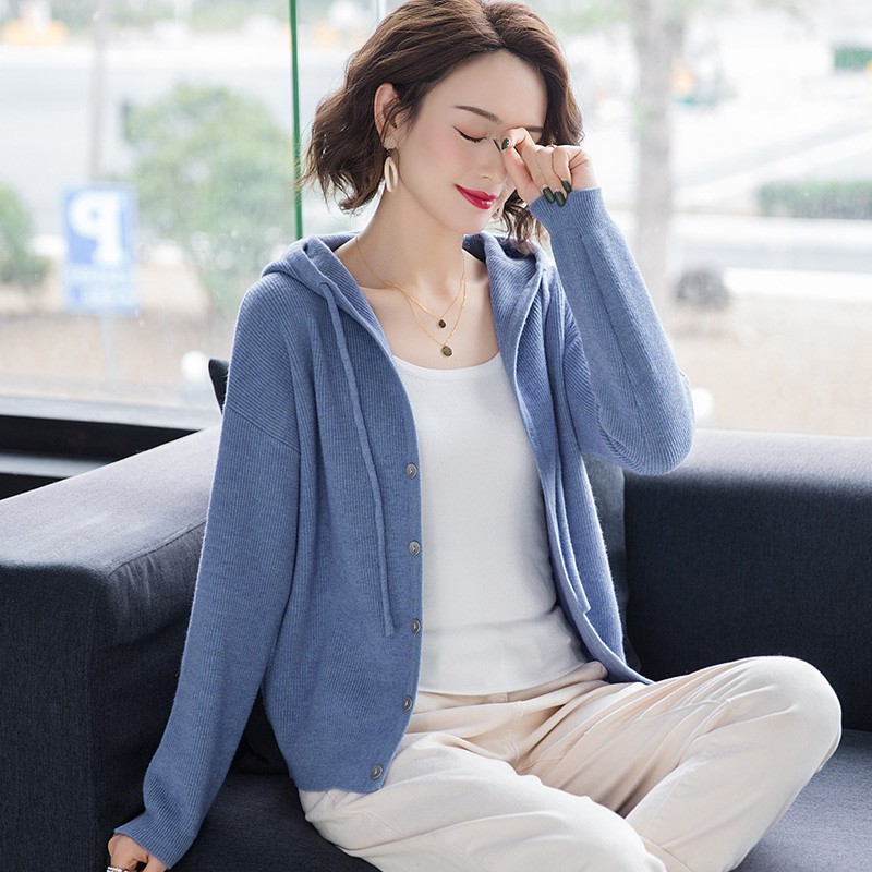 Áo khoác len ❤️FREESHIP đơn 50k❤️ áo khoác cardigan giản dị có mũ trùm đầu