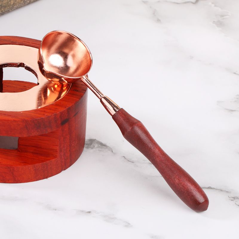 Muỗng nung sáp đóng dấu niêm phong thiệp/sổ tay bằng gỗ phong cách vintage