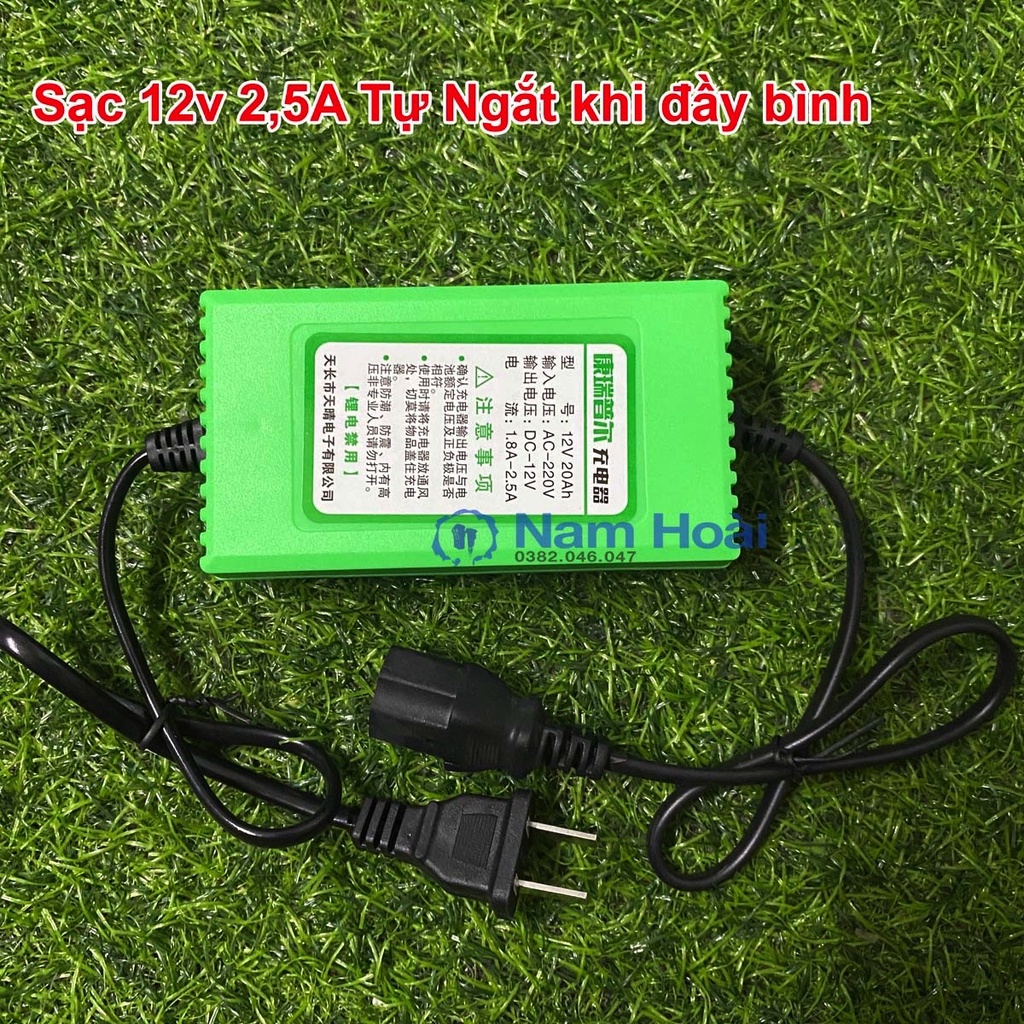 Sạc nhanh bình ắc quy 12v 2A mẫu mới có báo led đầy tự ngắt 4ah - 20ah