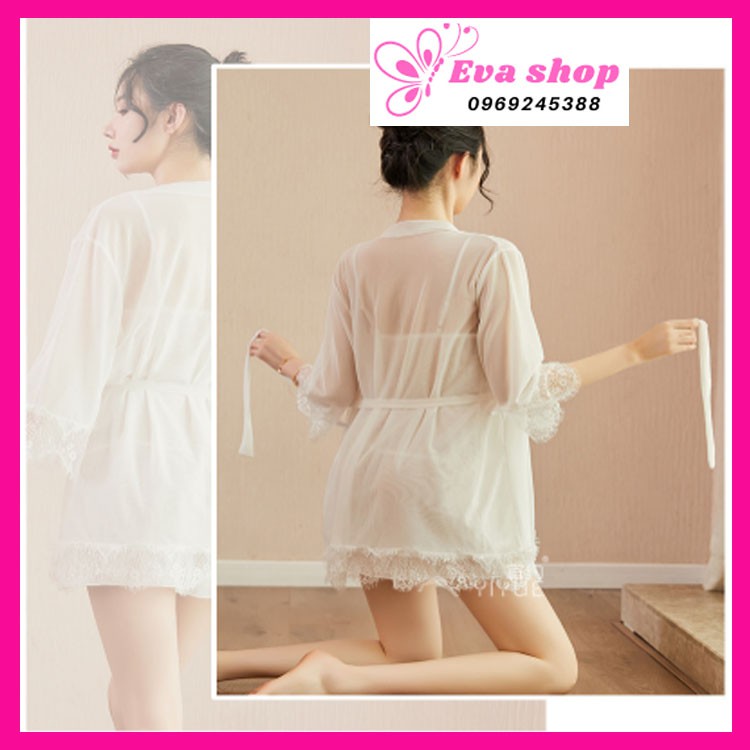 Váy ngủ sexy,đầm ngủ 2 dây kèm áo choàng,quần lót lọt khe chất liệu ren mềm mại MS738 | BigBuy360 - bigbuy360.vn