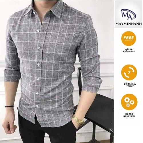Áo sơ mi đũi nam dài tay cổ bẻ vải xám đũi bền đẹp không nhăn không phai màu, rất nam tính