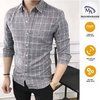 Áo sơ mi đũi Caro nam dài tay cổ bẻ vải bền đẹp không nhăn không phai màu, rất nam tính