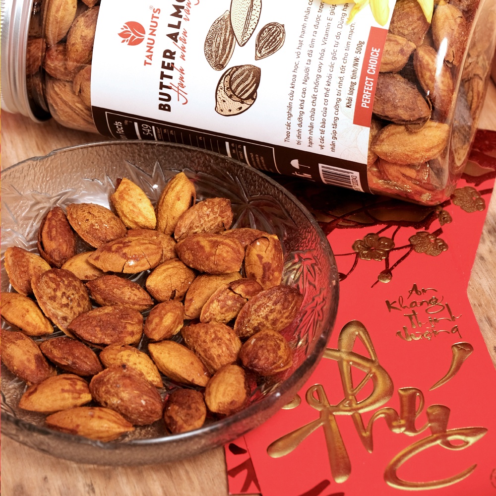 Hạnh nhân rang bơ TANU NUTS, hạt hạnh nhân Mỹ vỏ mỏng, hạnh nhân mật ong