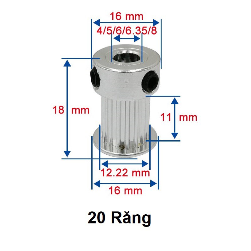 Puly GT2, Bánh Răng GT2 Bản Rộng 10mm