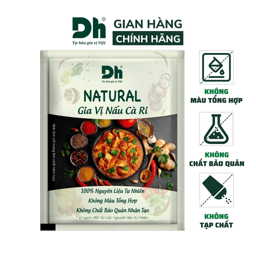Gia vị nấu cà ri Natural DH Foods nêm sẵn thành phần tự nhiên gói 10gr - DHGVT79