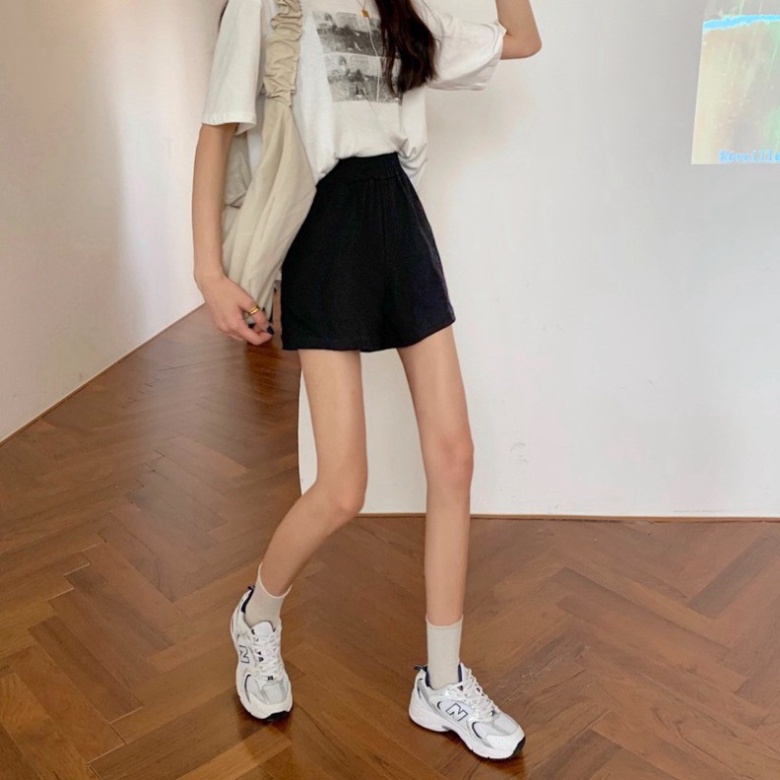 Quần short nữ lưng thun vải thun bigsize màu đen CRQ31 pyenstore