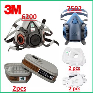 combo mặt nạ phòng đôc 3M 7502+phin lọc (6001 hoặc 6003 hoặc 6006)+tấm lọc 5N11+nắp giữ 501