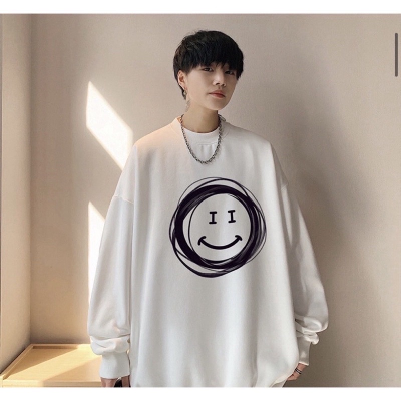FREESHIP Áo sweater, áo nỉ bông cotton hình tròn giữa áo forrm rộng unisex phong cách ulzzang