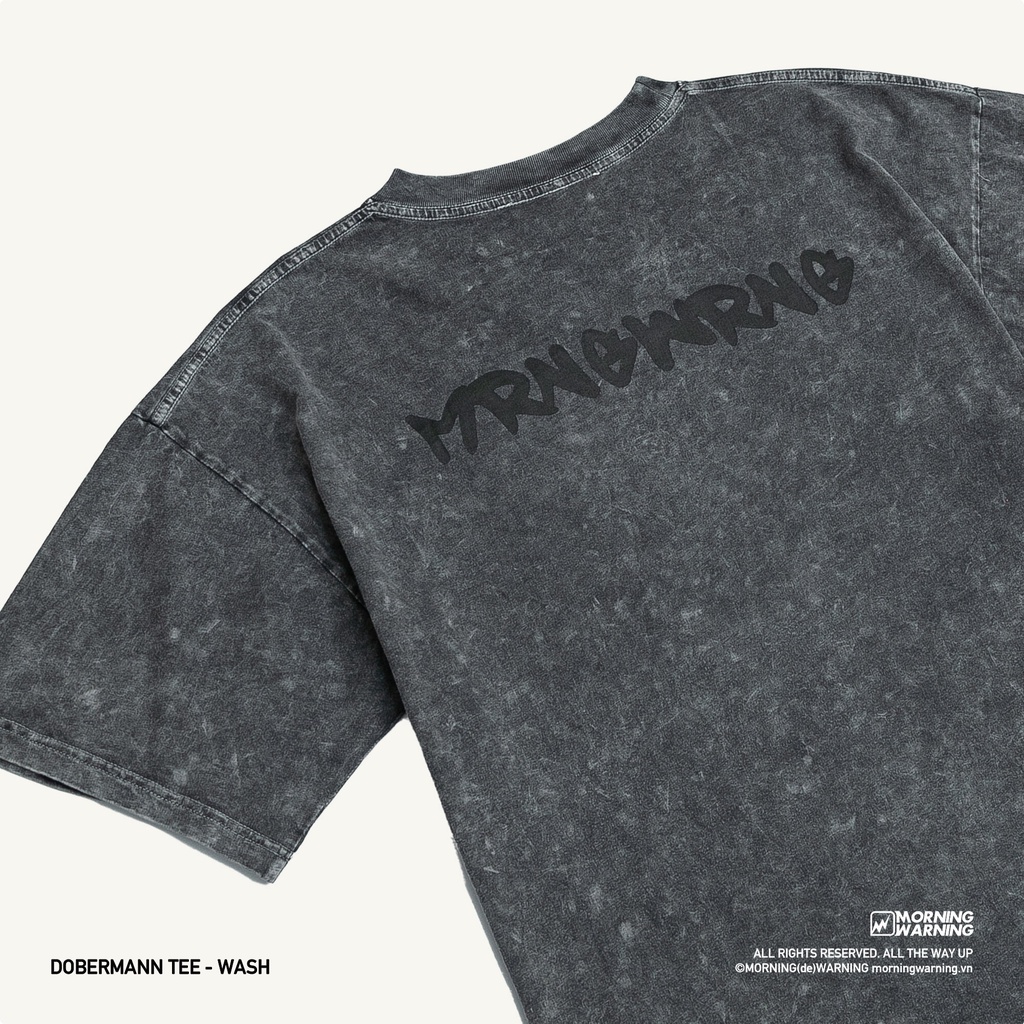 Áo thun Morning Warning Dobermann Wash - Áo Thun Unisex Form Rộng Tay Lỡ Oversize Cotton 100% Local Brand