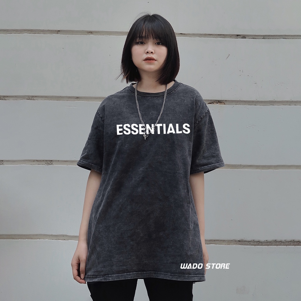 Áo thun Wash ESSENTIALS Wado tay lỡ dáng rộng unisex