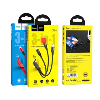 Cáp Sạc 3 Đầu Hoco X14/Micro Usb/Type C-Bh 6 Tháng