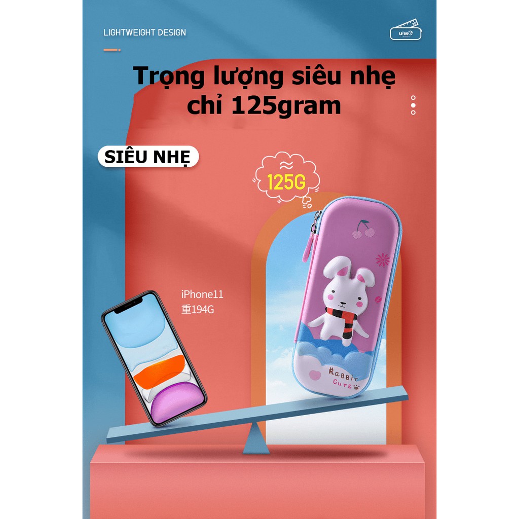 Hộp Bút Họa Tiết In Nổi 3D Sinh Động, Siêu Nhẹ, Chống Thấm Nước, dành cho bé trai và bé gái - NKHB01