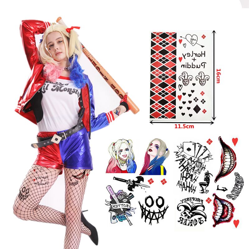 Miếng Dán Hình Xăm Tạm Thời Chống Thấm Nước Hình Chữ Cái harley quinn Cá Tính