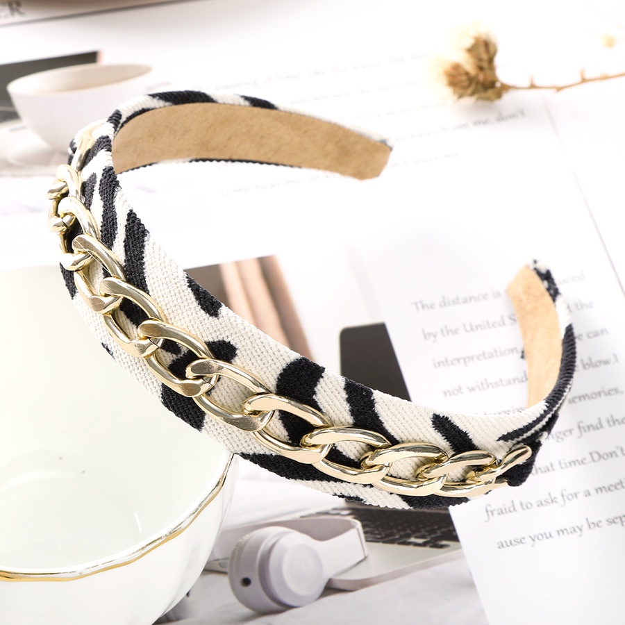 Băng Đô Vải Nhung Bản Rộng Họa Tiết Da Báo Thời Trang Hàn Quốc Cho Nữ