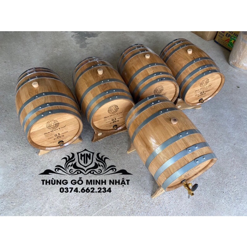Thùng ngâm rượu gỗ sồi 50 lít, thùng đựng rượu gỗ sồi kèm vòi mạ crom