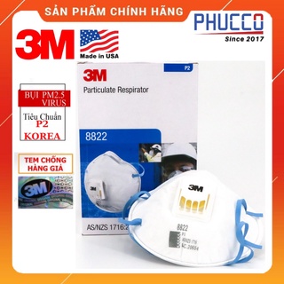 [Thiết Yếu] +[HCM - Nowship 2H] Khẩu trang 3M 8822 AS/NZS P2, Khẩu trang lọc bụi mịn bảo vệ hô hấp, van thở 1 chiều, dây