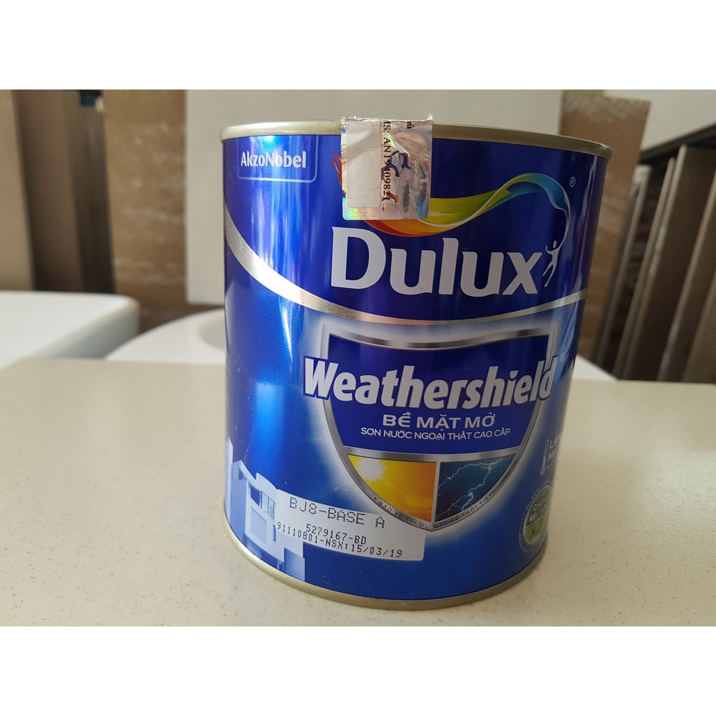 [TẶNG CỌ VÀ LĂN] Sơn tường ngoại thất Dulux WeatherShield, trắng mờ, 1 lít, không lo bị rạn nứt