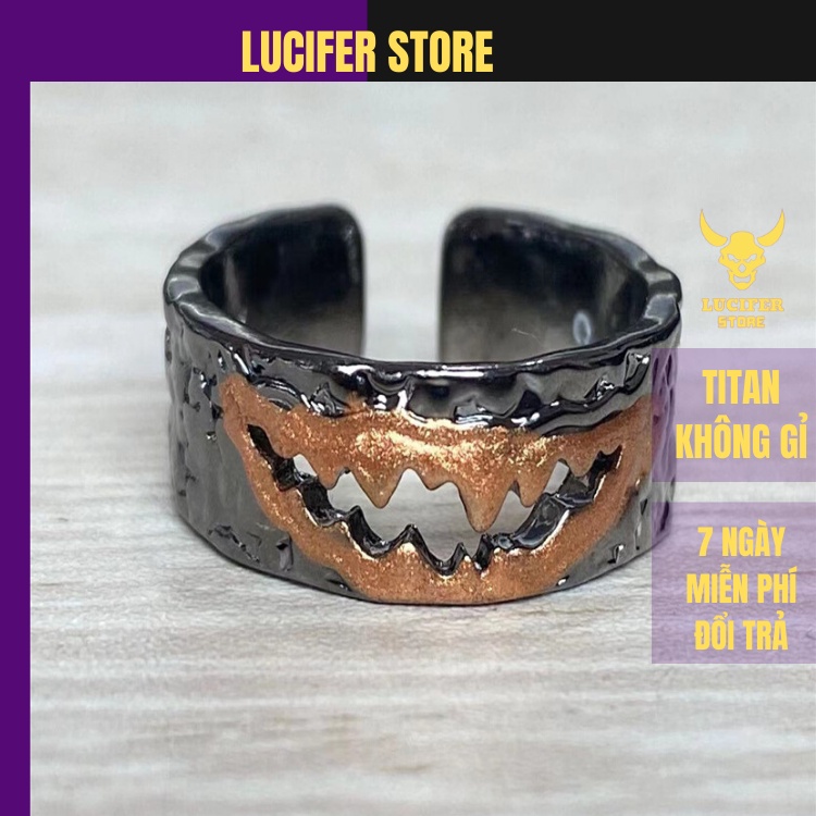 Nhẫn Nam Bạc Đẹp Cá Tính Joker Ring Unisex HipHop Basic Ngầu Trơn Nam Lucifer Store Nhẫn Titan Không Gỉ - Joker