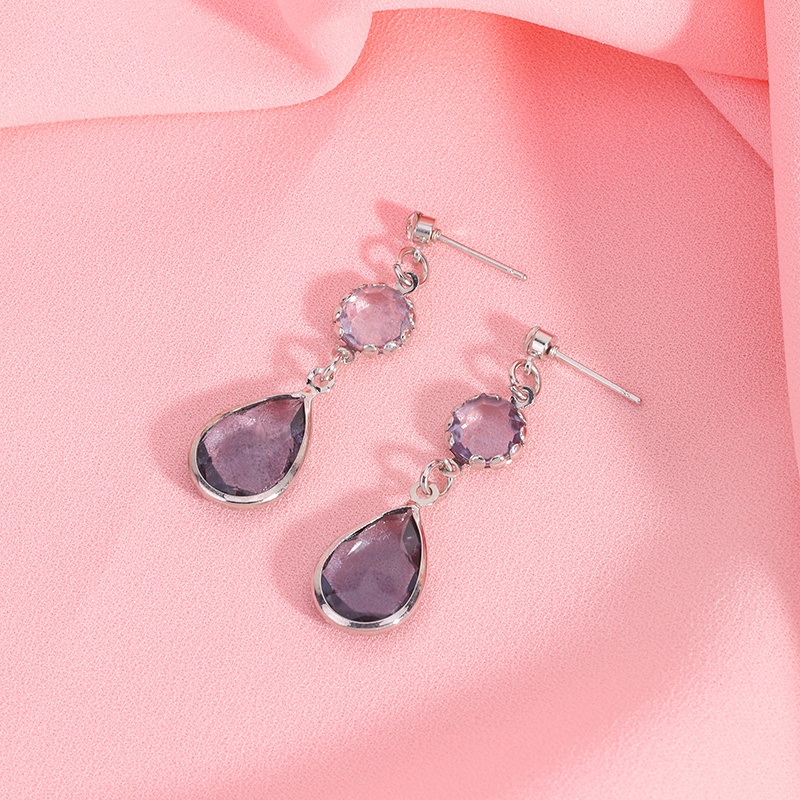 Khuyên tai Pinkdudu PD441 hợp kim dáng dài đính đá pha lê màu xanh dương phong cách boho thời trang cho nữ