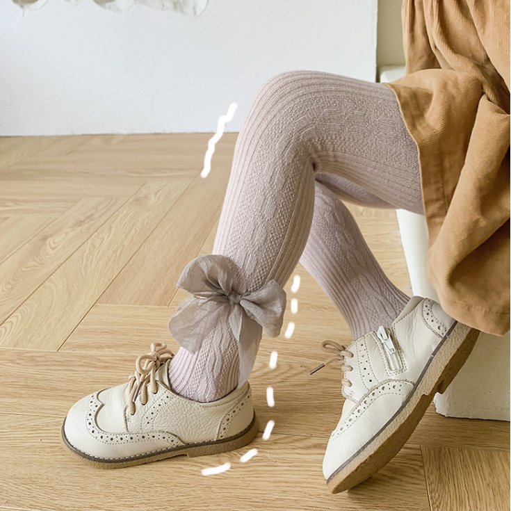 Quần Tất Chất Liệu Cotton Đính Nơ Thời Trang Mùa Xuân Thu Dành Cho Bé Gái