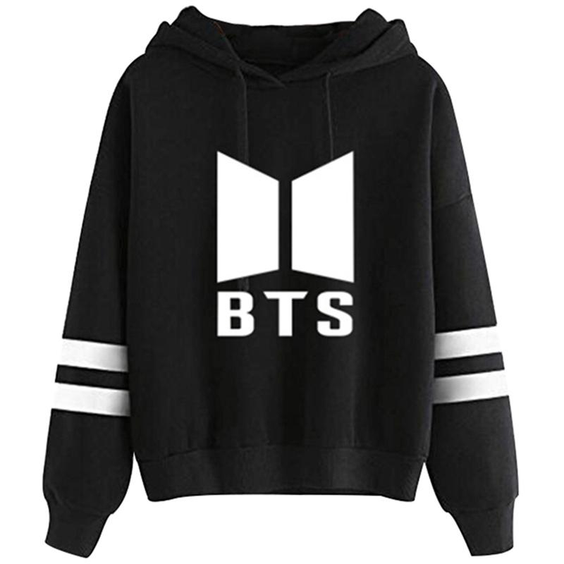 Áo hoodie dáng rộng in logo BTS cá tính theo phong cách mùa thu dành cho nữ